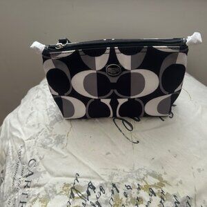 Coach Signature Op Art logo pattern Black/White/Gray cosmetic bag or wallet